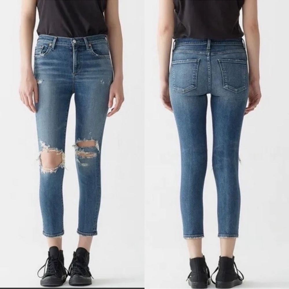 Agolde Sophie Jeans Womens 25 Distressed High Rise Stretch Denim Capsule Luxury